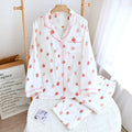 Women's Fashionable Cotton Double-layer Cotton Yarn Printed Long-sleeved Homewear