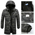 Cappotto imbottito in cotone camouflage militare spessa e pesante, stile militare con tasche e cappuccio, marca Valstrend.