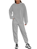 Completo casual da donna Valstrend con top e pantaloni a patchwork a maniche lunghe, stile alla moda e confortevole.