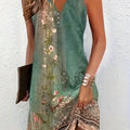 Floral Print Notched Neck Dress, Elegant Sleeveless Slim Dress, Women's Clothing