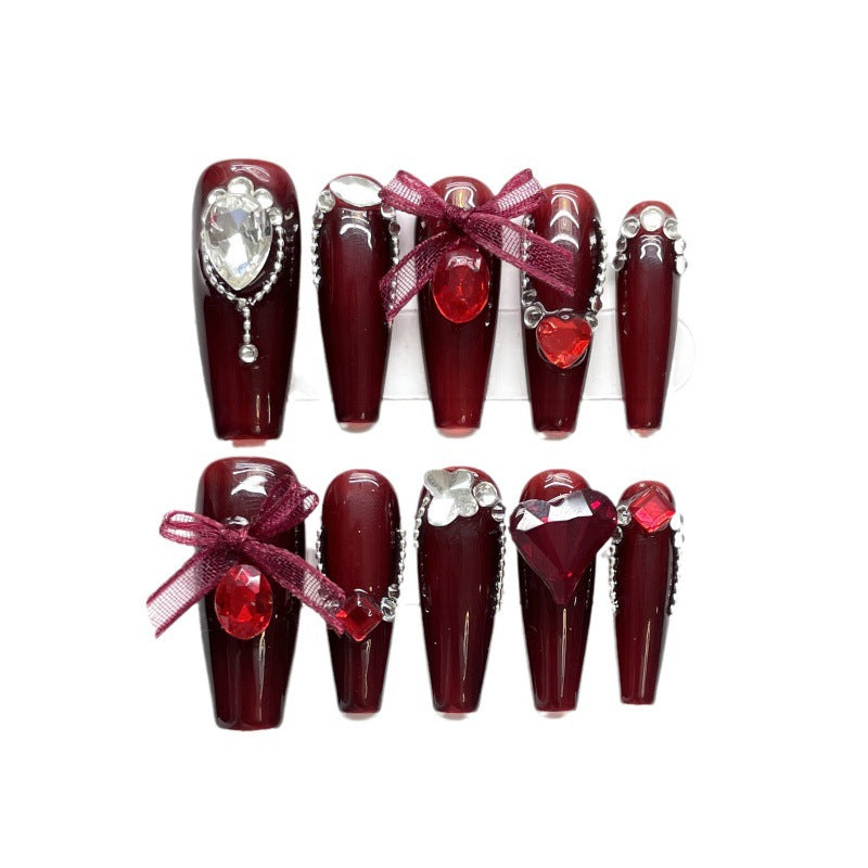Smalti per unghie Valstrend shop, adesivi per unghie handmade con motivo ciliegia rossa e occhi di gatto bianco.
