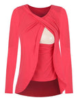 Blusa da donna in cotone per allattamento e gravidanza, maniche a giro, tinta unita, comoda e casual, Valstrend.