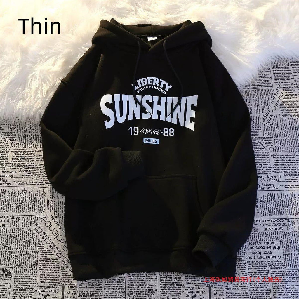 Retro Alphabet Printed Hoodie Fleece Padded Coat