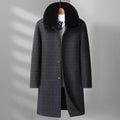 Cappotto di lana per uomini di mezza età e anziani, caldo e elegante, marca Valstrend, mostrato in dettaglio in immagine
