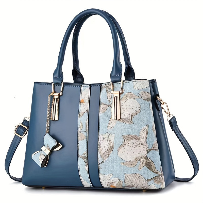 Borsa elegante con stampa floreale, tracolla grande capacità, portatile e spaziosa, marca Valstrend, borsa a tracolla femminile