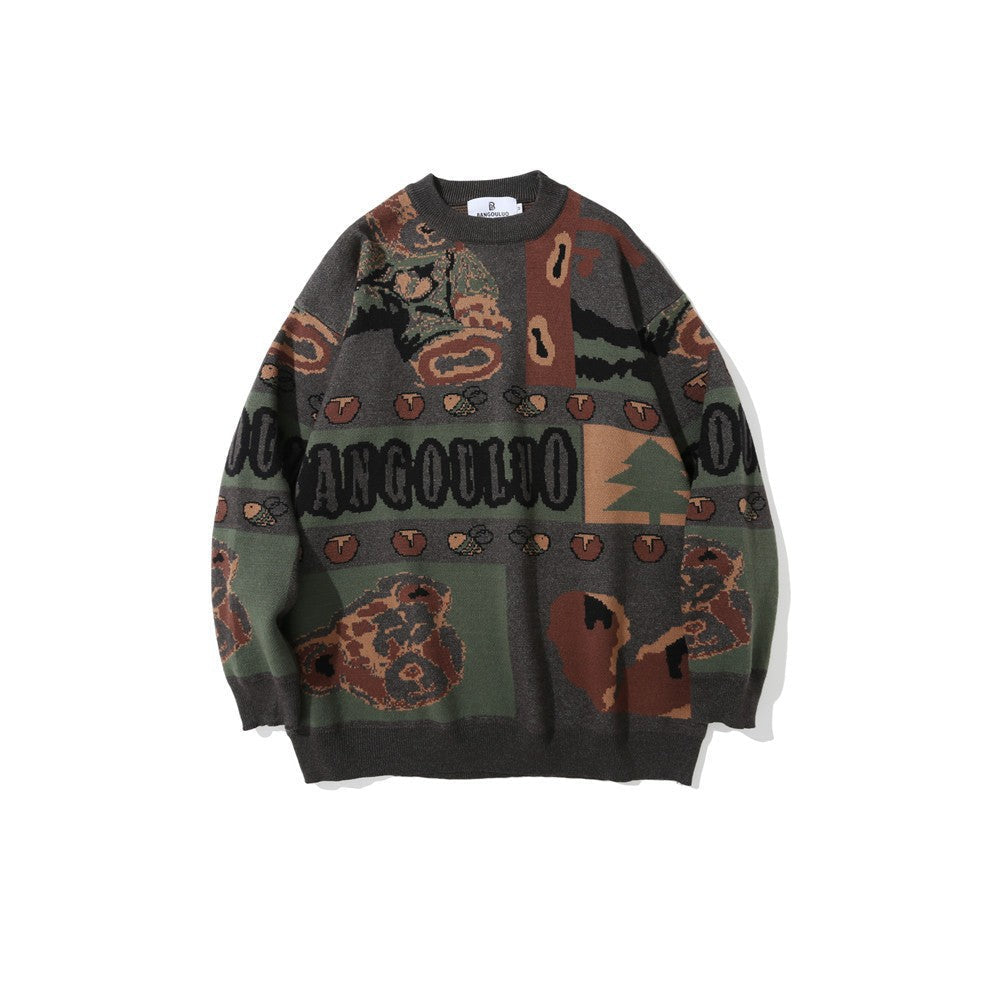 Maglione vintage stile europeo e americano Valstrend, lavorazione jacquard e maglia, dettaglio di design classico in tessuto caldo