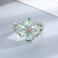 Fashion Exquisite Sweet Flowers Ring Niche Cherry Blossom Light Luxury Mori Style Index Finger Ring Diamond-embedded Simple Temperament Ring