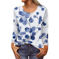 T-shirt donna Valstrend con maniche lunghe, stampa 3D geometrica e bottoni, vestibilità morbida e di tendenza.