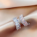 Zircon Curved Stud Earrings Women's Fashion Irregular