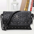 Gothic Ghost Head Metal Chain Crossbody Bag, PVC Textured Bag, Personality Fashion Shoulder Bag