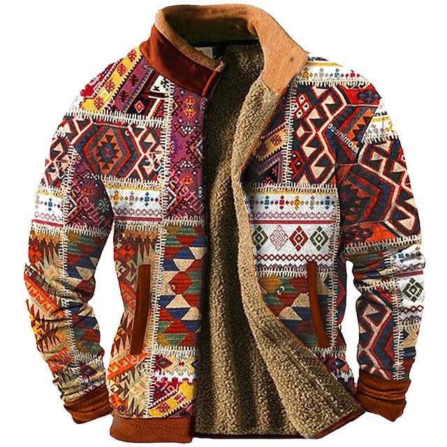 Giacca casual stampata in patchwork autunno e inverno, uomo, Valstrend shop, tessuto caldo e stile trendy.