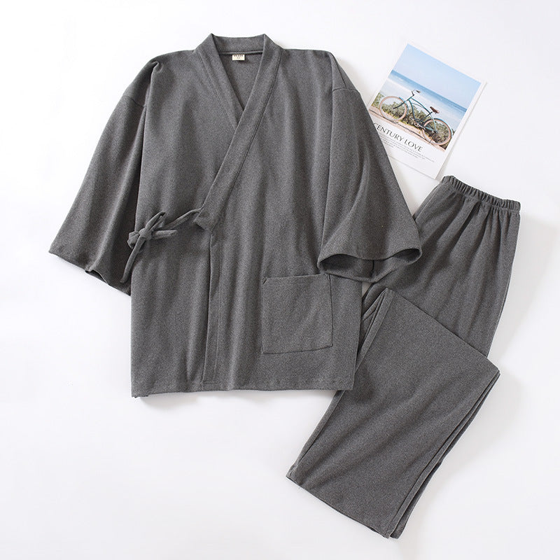 Pigiama Kimono maschile in stile giapponese Valstrend, caldo e spesso, tessuto morbido per il massimo comfort.