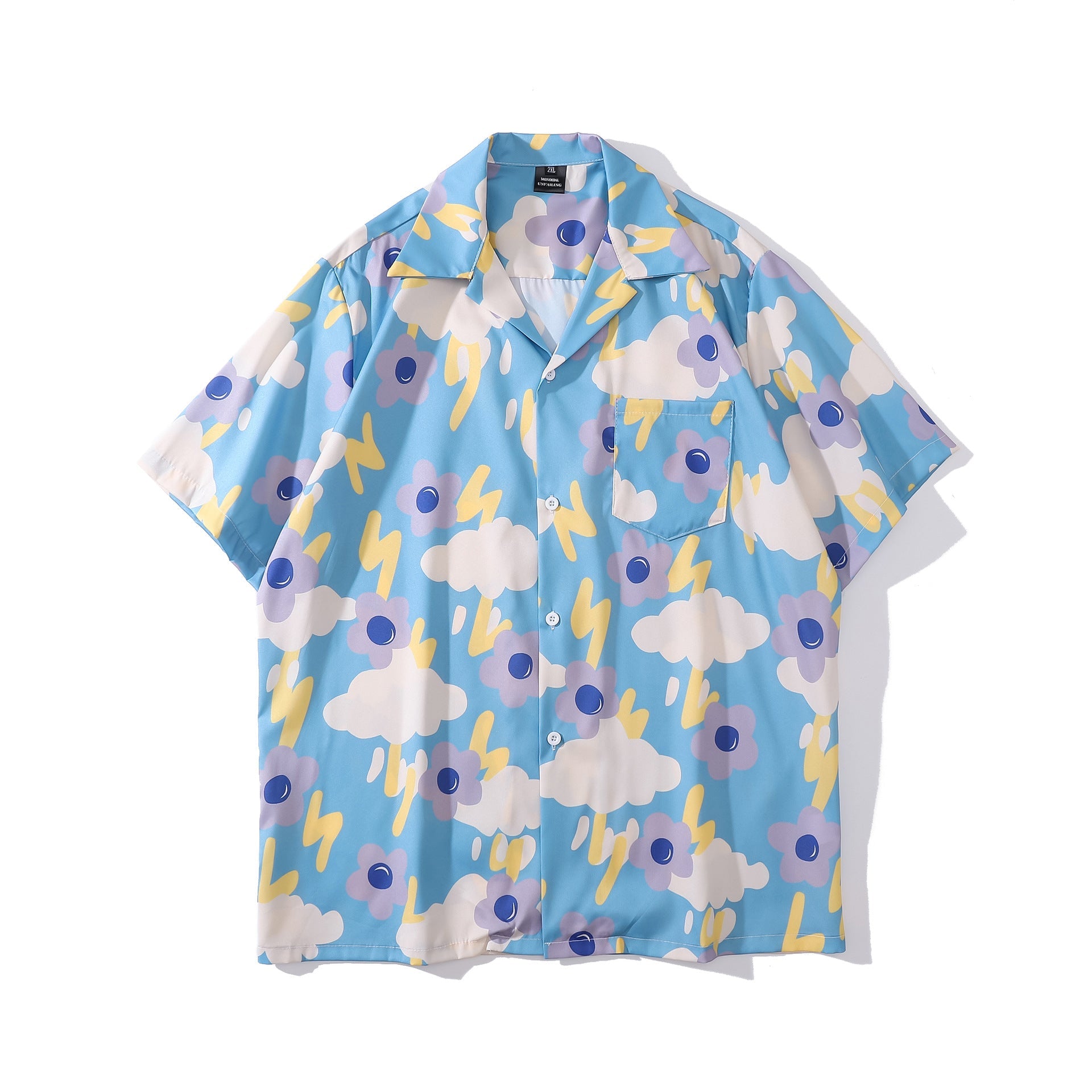 Cuban Collar New Vintage Casual Short Sleeve Printed Shirt Men And Women