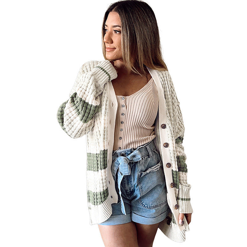 Cardigan lungo a maniche lunghe da donna Valstrend, in tessuto morbido e abbinato a colori coordinati, vestibilità comoda e rilassata