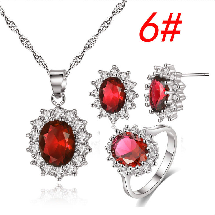 Completo set di gioielli con girasole: collana, anello e orecchini a perno, gioielli da sposa Valstrend in stile floreale
