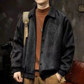 Giacca casual americana Valstrend, cappotto in tessuto morbido con collo alto e dettagli stile casual, vista frontale.