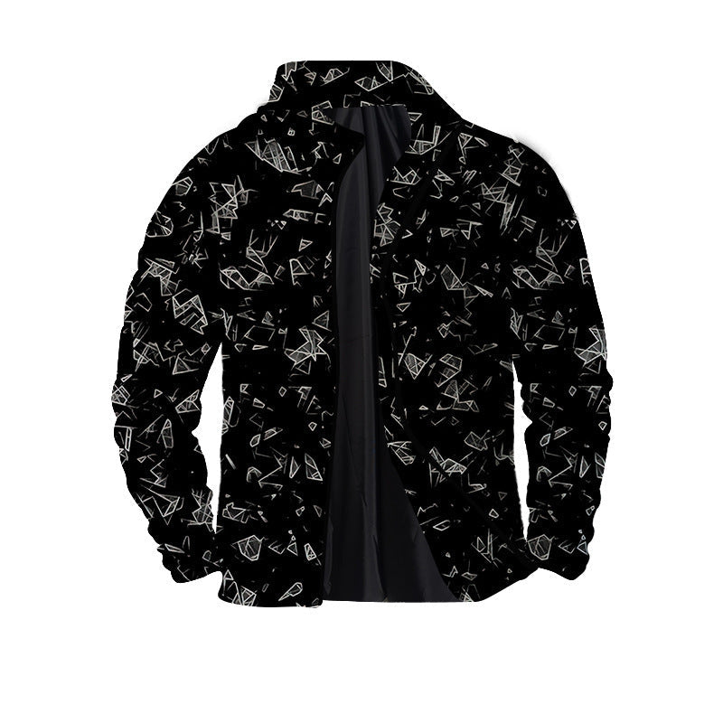 Giacca da uomo Valstrend in twill con stampa digitale 3D e chiusura con zip, stile moderno e dettagli innovativi.
