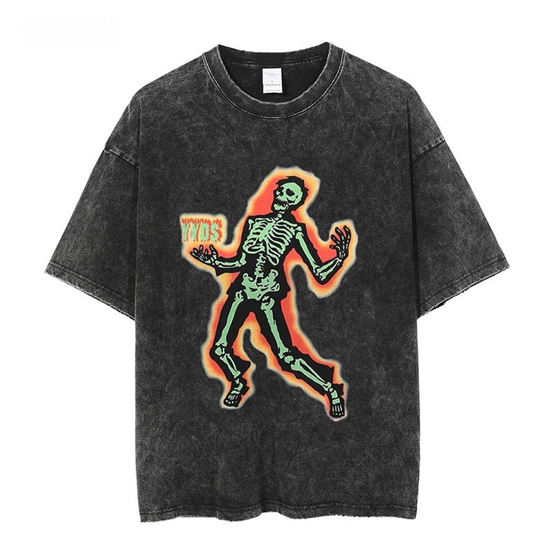 Retro Washed Distressed Loose Casual Heavy Cotton Short Sleeve