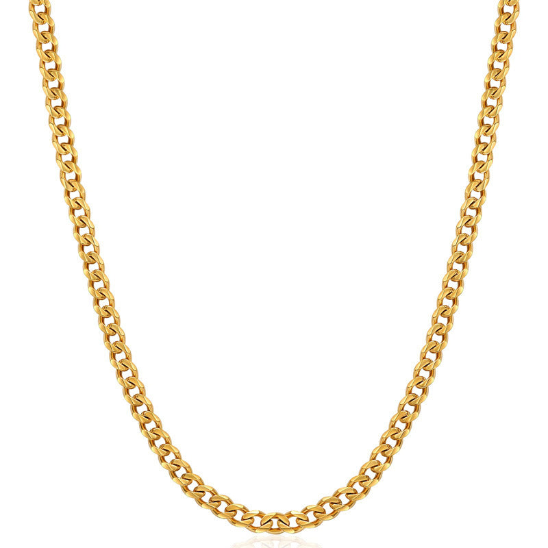 Collana da uomo in acciaio inossidabile con catena cubana, stile robusto e moderno, indossata al collo, marca Valstrend shop.