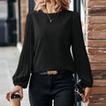 Camicia donna a maniche lunghe Valstrend, collo rotondo, tinta unita, stile retrò, tessuto morbido e confortevole