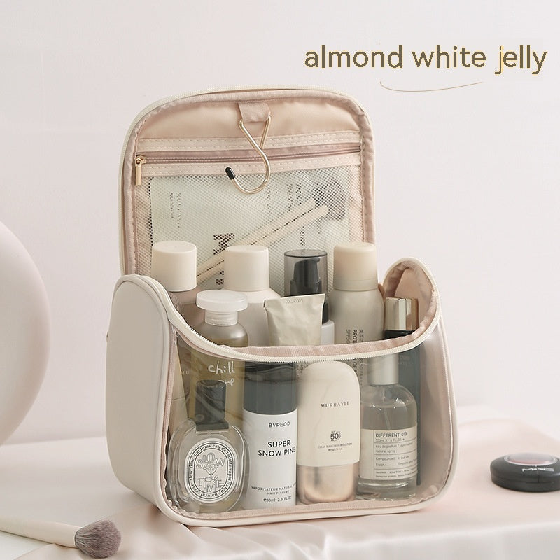 Borsa trasparente in PVC per trucco portatile, con grande capacità e gancio, ideale per cosmetici e accessori di Valstrend.