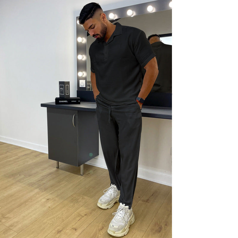 Men's Fashion Sports And Leisure Solid Color Cotton And Linen Suit