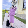 Vestito da donna Valstrend con collo alto autunnale e invernale, maglione oversize a righe e tasche, stile casual e comodo.