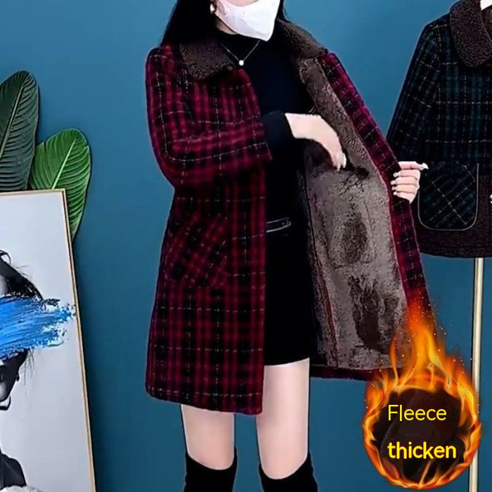 New Fleece-lined Thick Mid-length Coat For Women