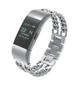 Fibbia in acciaio inossidabile a doppia catena per cinturino Fitbit Charge 2, accessorio elegante e resistente.