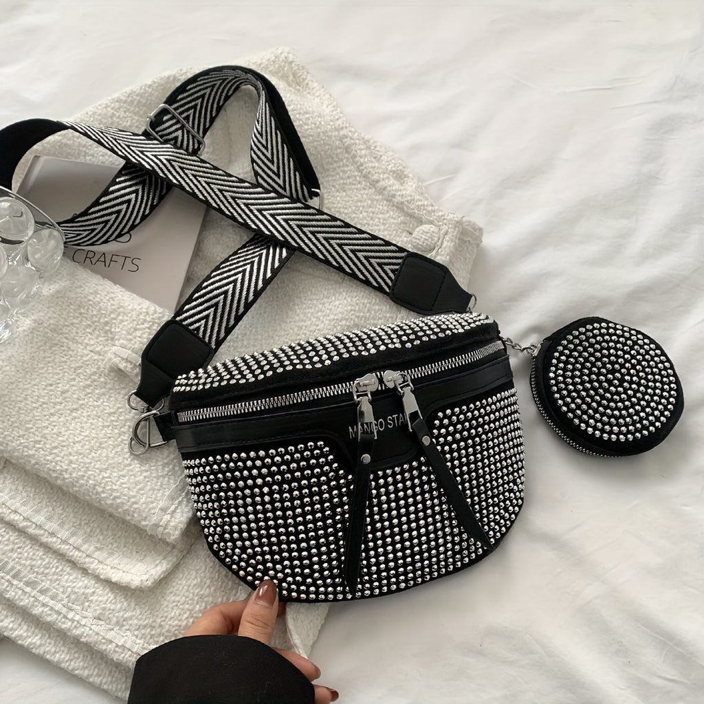 Stylish Diamante Studded Crossbody Bag - Perfect for Everyday Occasions