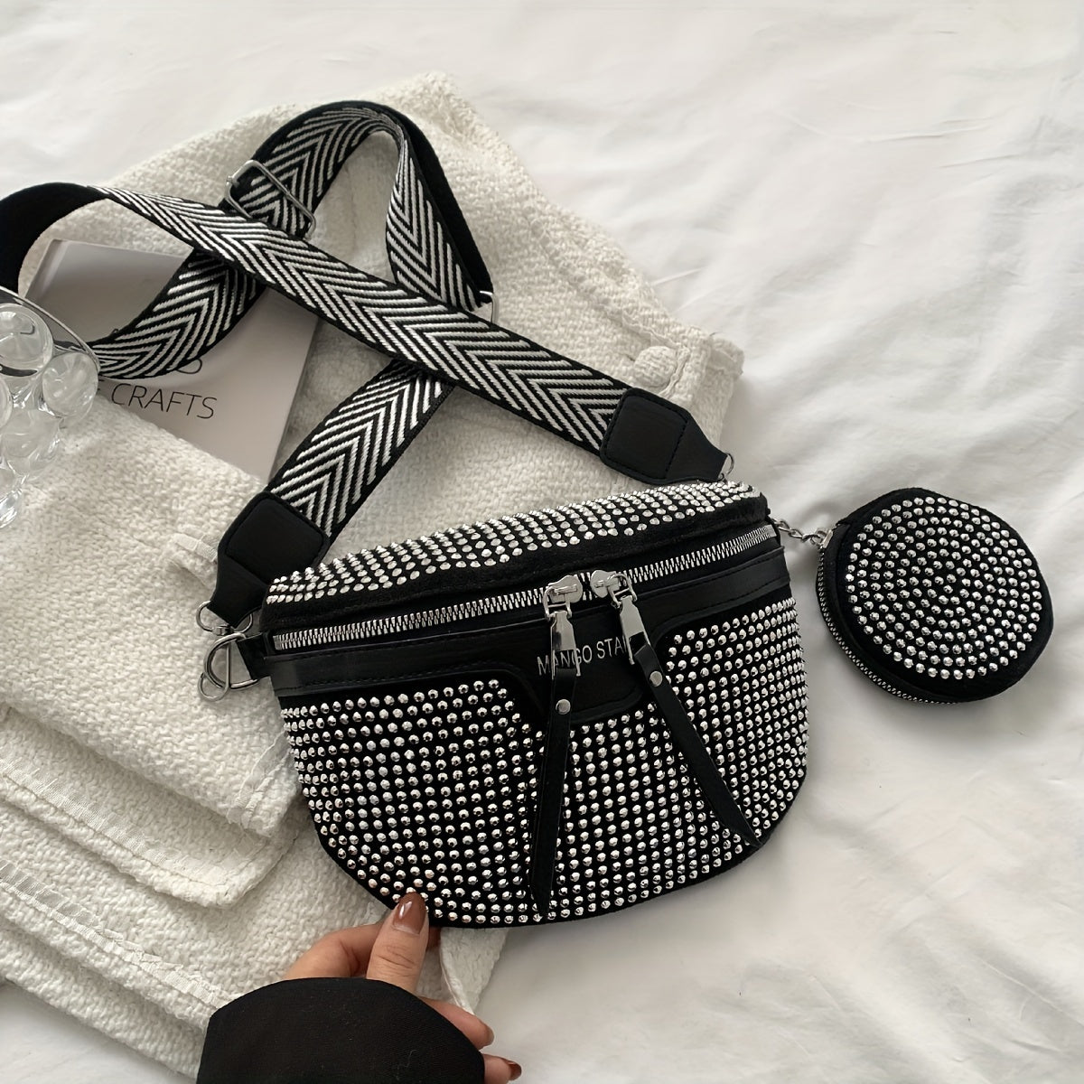 Stylish Diamante Studded Crossbody Bag - Perfect for Everyday Occasions