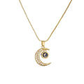 Collana con pendente a forma di luna in zirconi stile europeo e americano, lusso leggero, marca Valstrend.