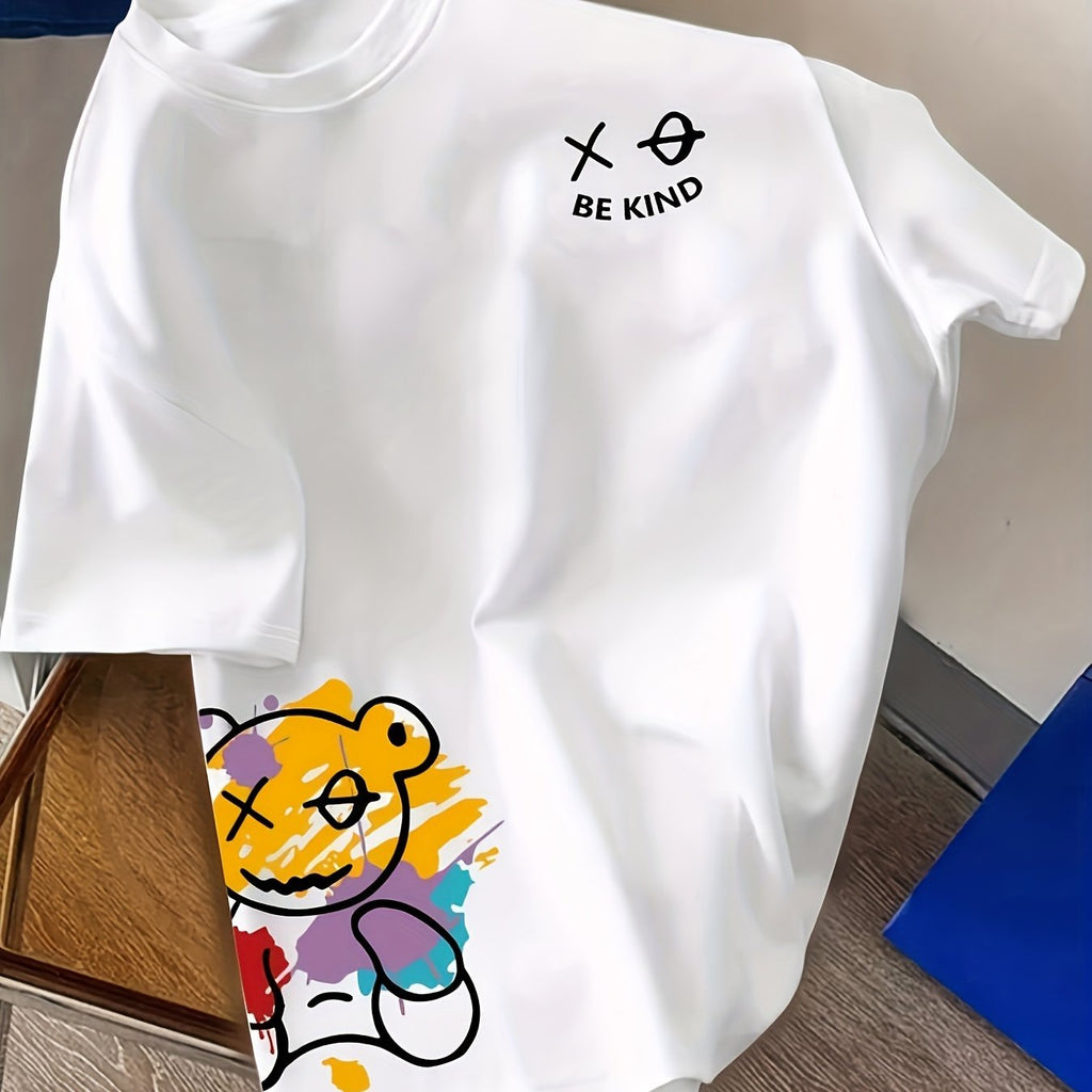 Men'S Casual Sports T-Shirt A859, Polyester, Regular Fit, Striped Pattern, Stretch Fabric, Summer Top for Teens, Adults, Couples, Training, Running, Beach, Hiking, Outdoor Activities, Round Neck, Knit Construction