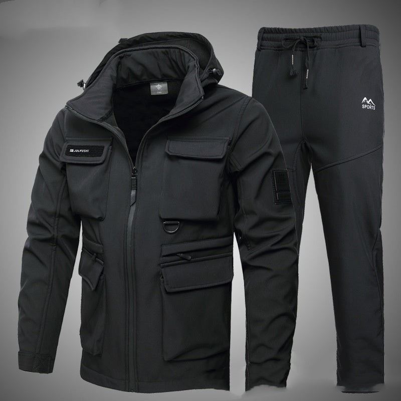 Completo da lavoro in pile impermeabile Valstrend, abbigliamento da lavoro caldo camouflage, protezione contro le intemperie e lavori pesanti.