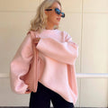 Maglione girocollo a maniche lunghe Valstrend, morbido e caldo in tessuto a maglia, in colore chiaro con dettaglio rotondo.