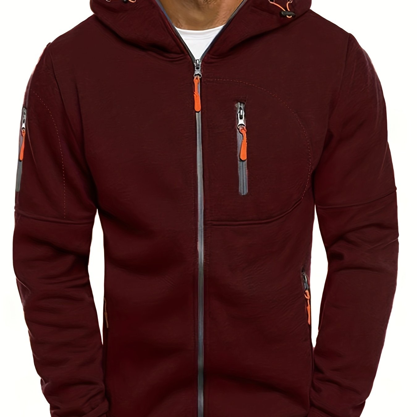 Giacca con cappuccio da uomo Valstrend, giacca sportiva casual con zip, maniche lunghe per primavera e autunno.