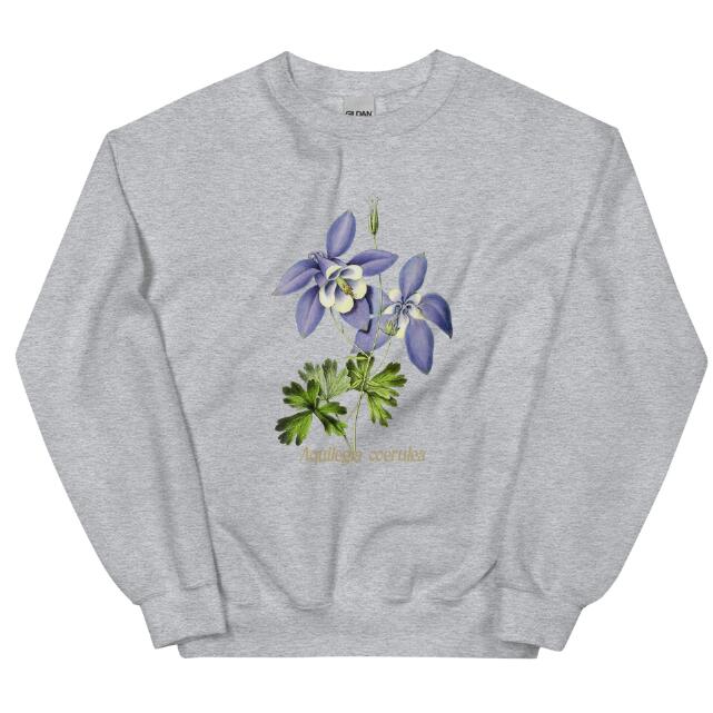 Felpa con stampa floreale di colombine blu di Valstrend shop, morbida e comoda, con motivo floreale colorato.