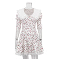 Vestito floreale con colletto Peter Pan a maniche corte, vita stretta e gonna Pettiskirt, stile elegante e alla moda.