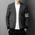Autumn New Men's V-neck Plaid Sweater
