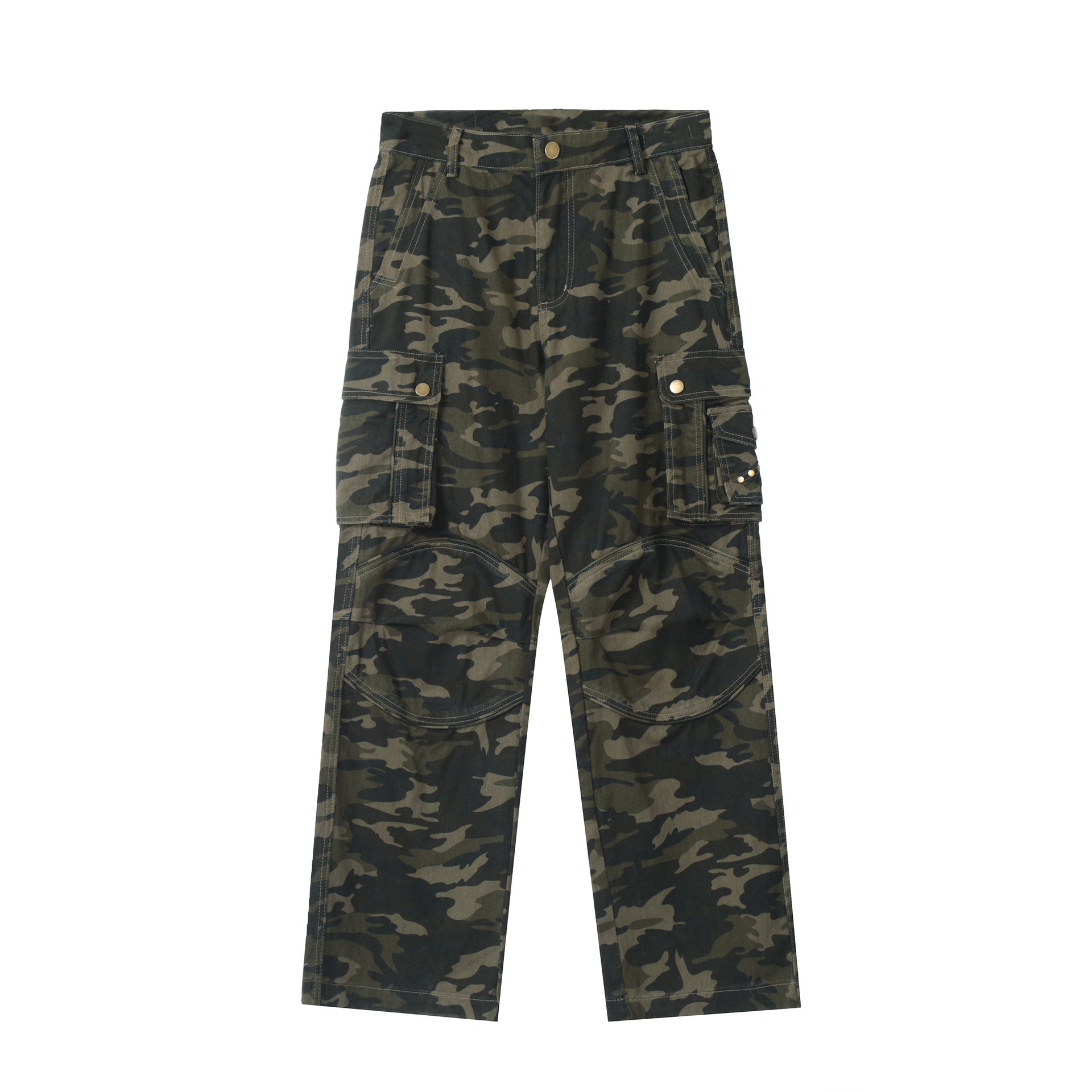Pantaloni cargo maschili stile retrò con motivo mimetico, vestibilità dritta e comoda in tessuto leggero, marca Valstrend shop
