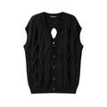 Gilet casual in maglia morbida, vestito in stile rilassato, marchio Valstrend, lavato e indossato, tessuto leggero e comodo.