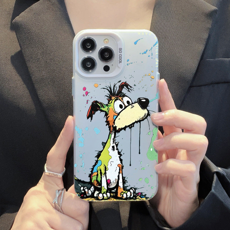 Custodia per telefono semplice e colorata con design cartone animato in argento, marca Valstrend shop.