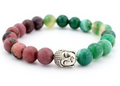 Bracciale in pietra naturale lava e Buddha dorato, uomo e donna, stile europeo e americano, con pietre e dettagli Buddha.