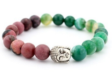 Bracciale in pietra naturale lava e Buddha dorato, uomo e donna, stile europeo e americano, con pietre e dettagli Buddha.