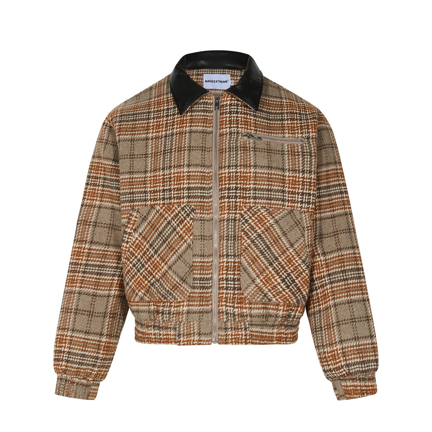 Cappotto unisex a quadri retrò con colletto a revers, stile classico, marchio Valstrend, tessuto a motivo a righe.