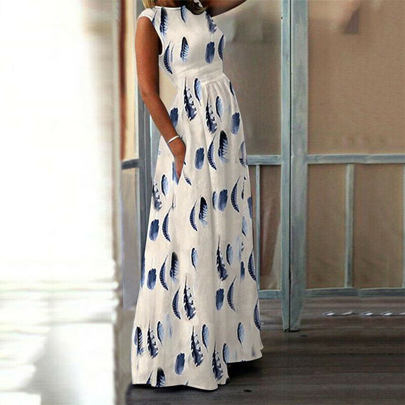 Vestito premaman Valstrend con scollo a giro e stampa floreale, morbido e comodo per donne in gravidanza.