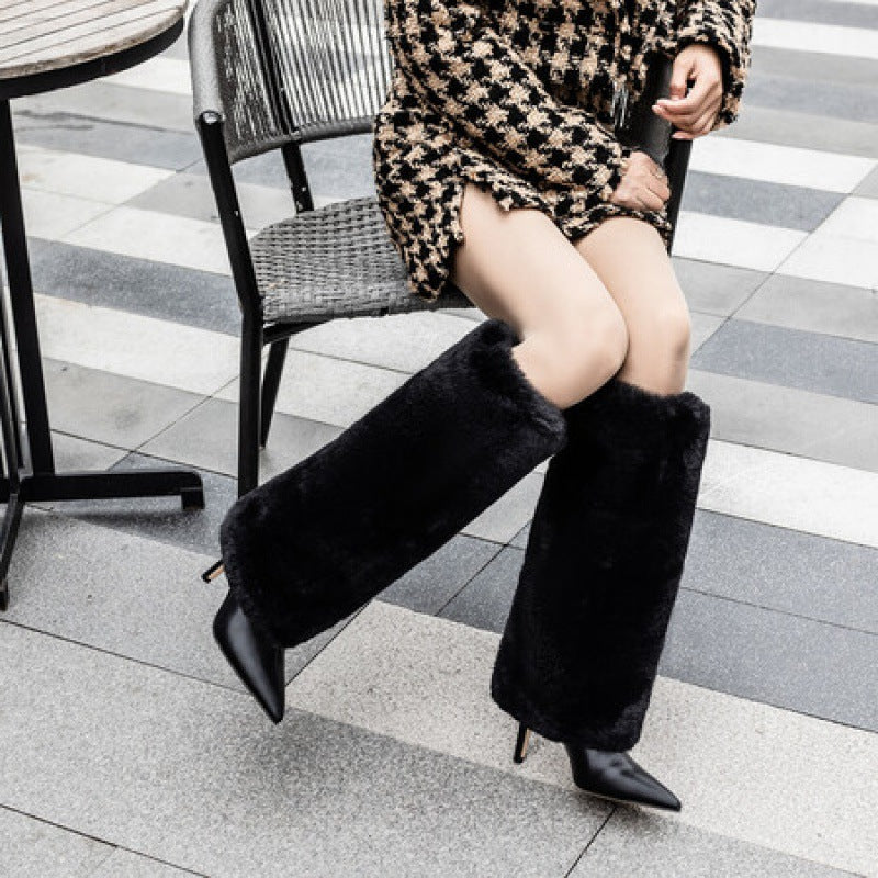 Scarpe da donna Valstrend con tacco a stiletto in lana per inverno, adatte a occasioni formali e matrimoni.