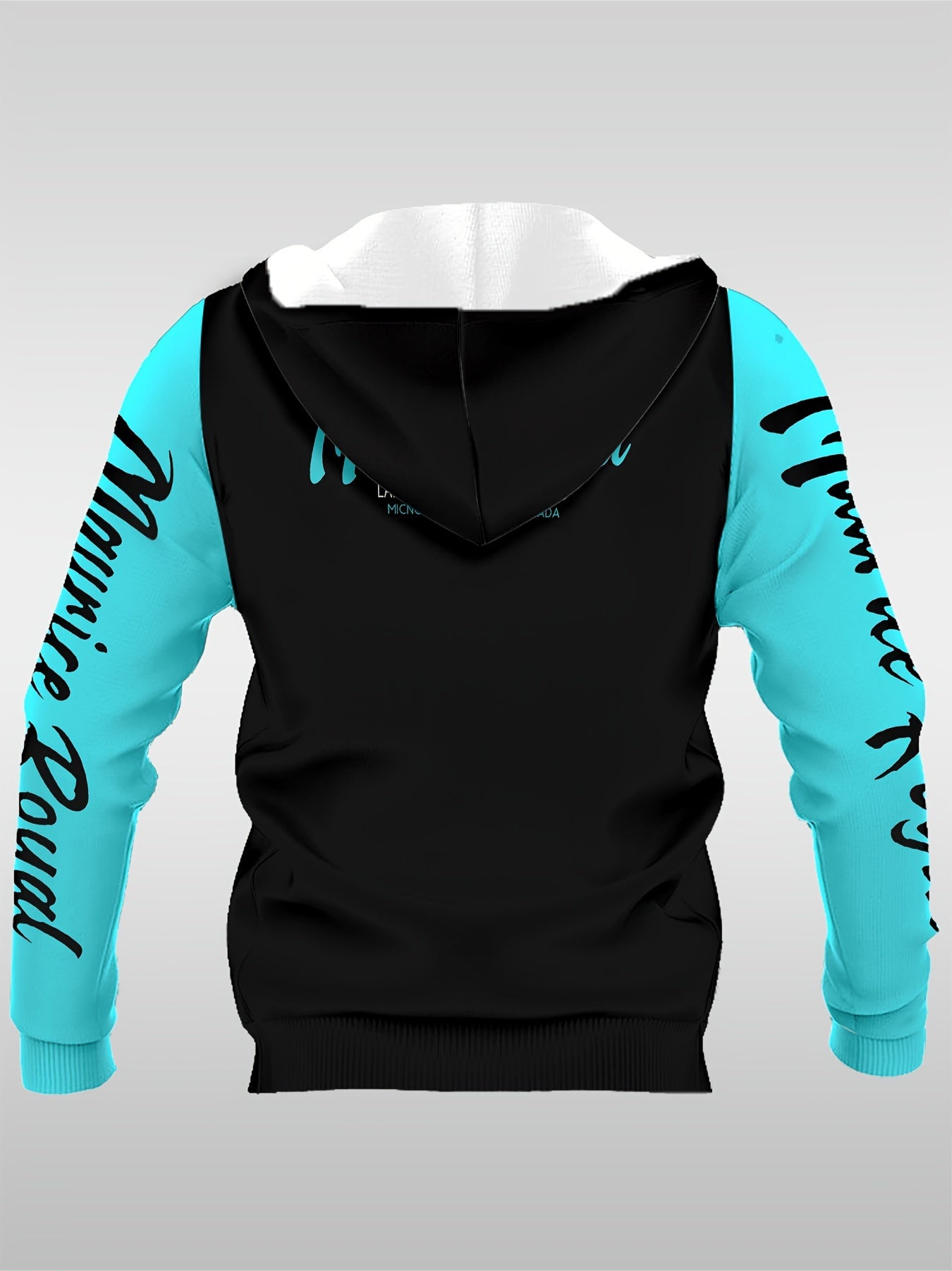 Felpa casual da uomo Valstrend, con stampa digitale 3D, in tessuto elasticizzato blu e nero, comoda e ideale per autunno e inverno