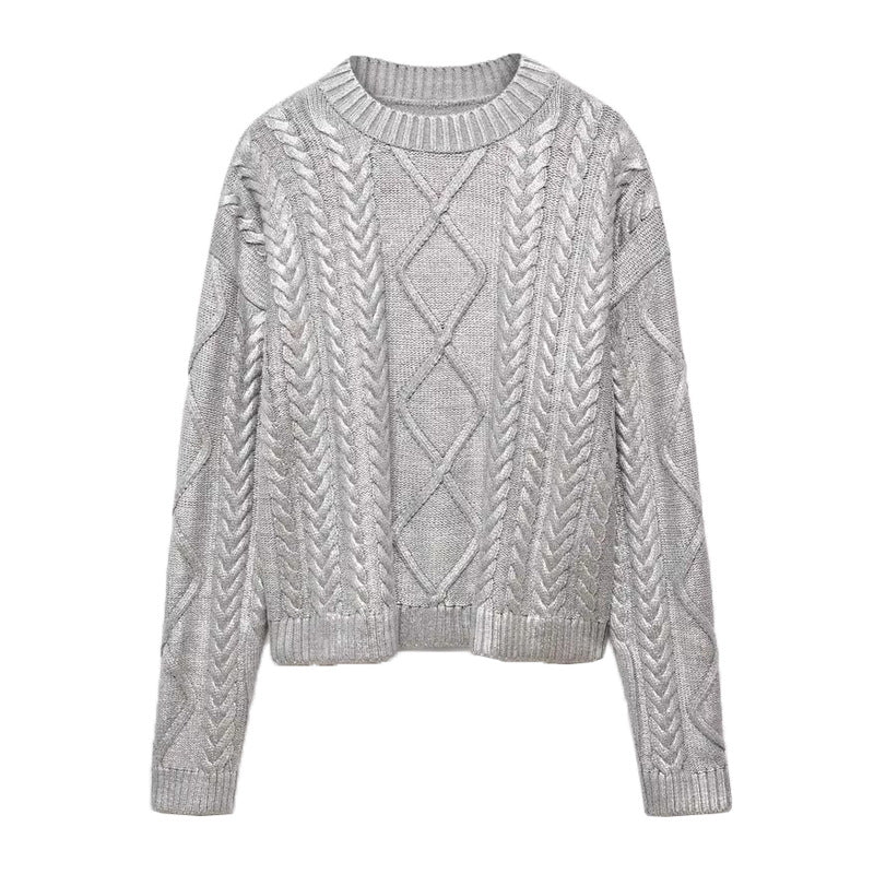 Maglione donna Valstrend, girocollo caldo a maniche lunghe, felpa oversize in tessuto morbido e confortevole.