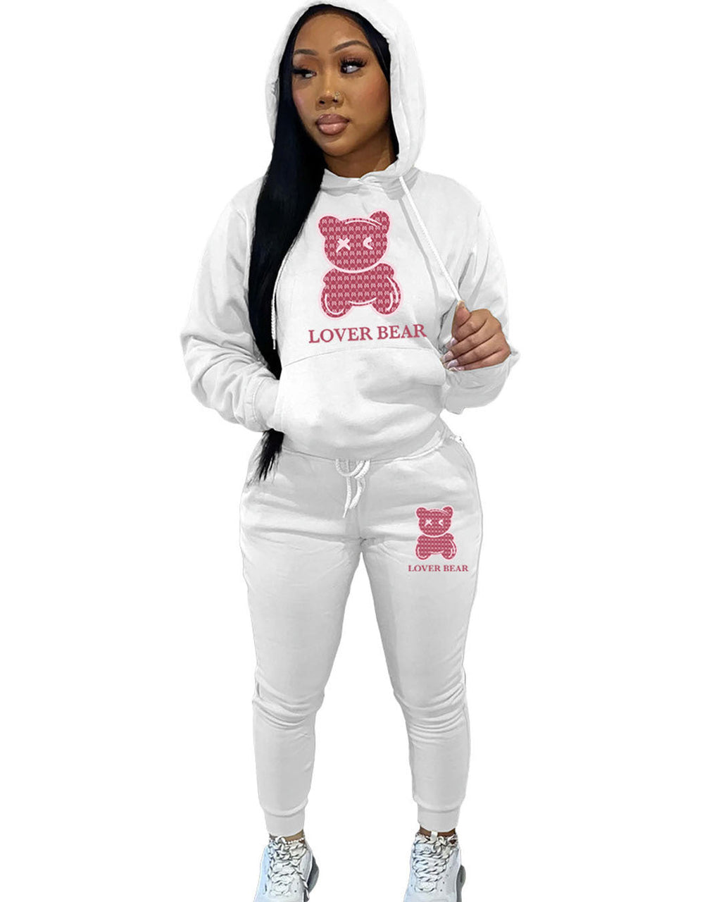Felpa con cappuccio e pantaloni da donna Valstrend, nuovo arrivo, abbigliamento sportivo casual in cotone, colori neutri.